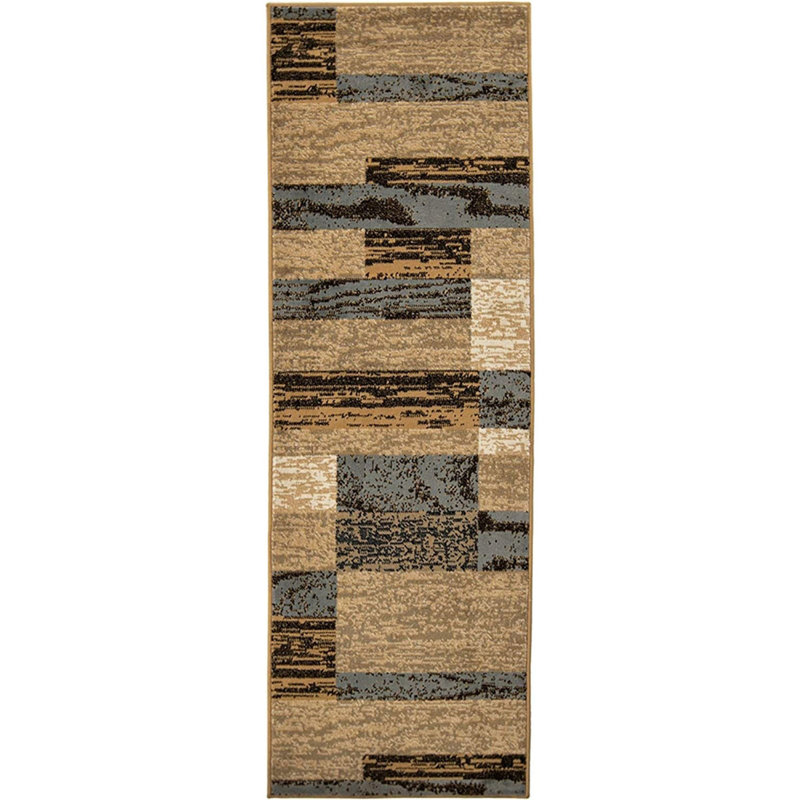 Tapis bleu / beige en polypropylène tissé à la machine Eyoel