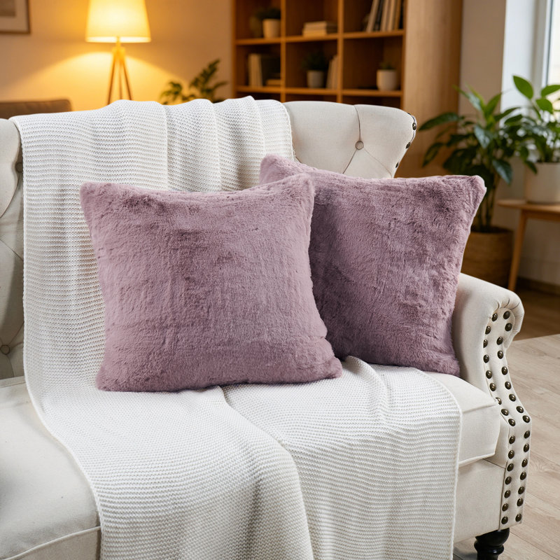 Housse de coussin lourd en fausse fourrure, H 20 pi x l 20 pi, Bois de rose