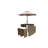 Six Piece Faux Wicker Outdoor Bar Height Table Set with Umbrella and Stools