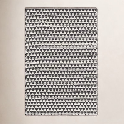 Addy Hand-Woven Geometric Black Rug