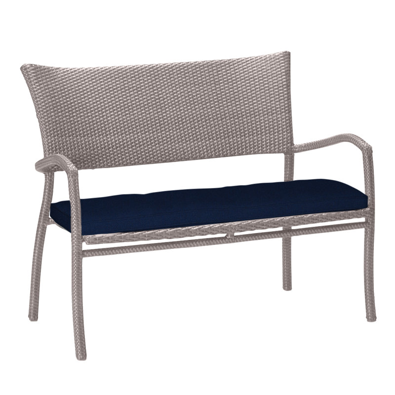 Skye Wicker Garden Bench, Welt, Indigo Velvet, Slate Gray