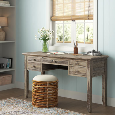 Budworth Solid Wood Top Writing Desk with Power Outlet
