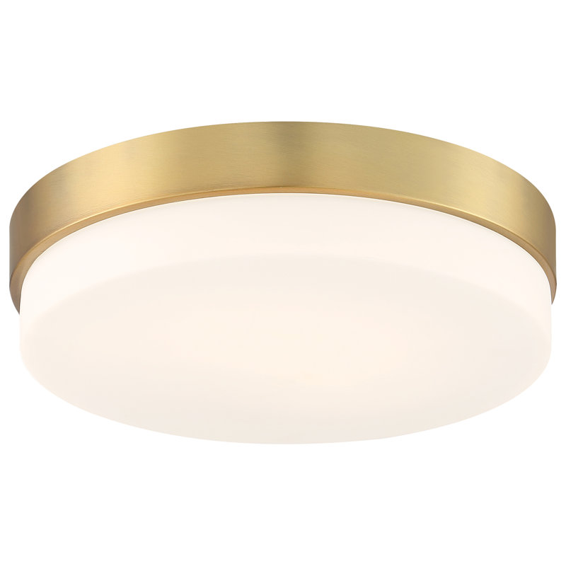 Jamita Glass LED Flush Mount, Antique Brushed Brass, 3" H x 11" W x 11" D
