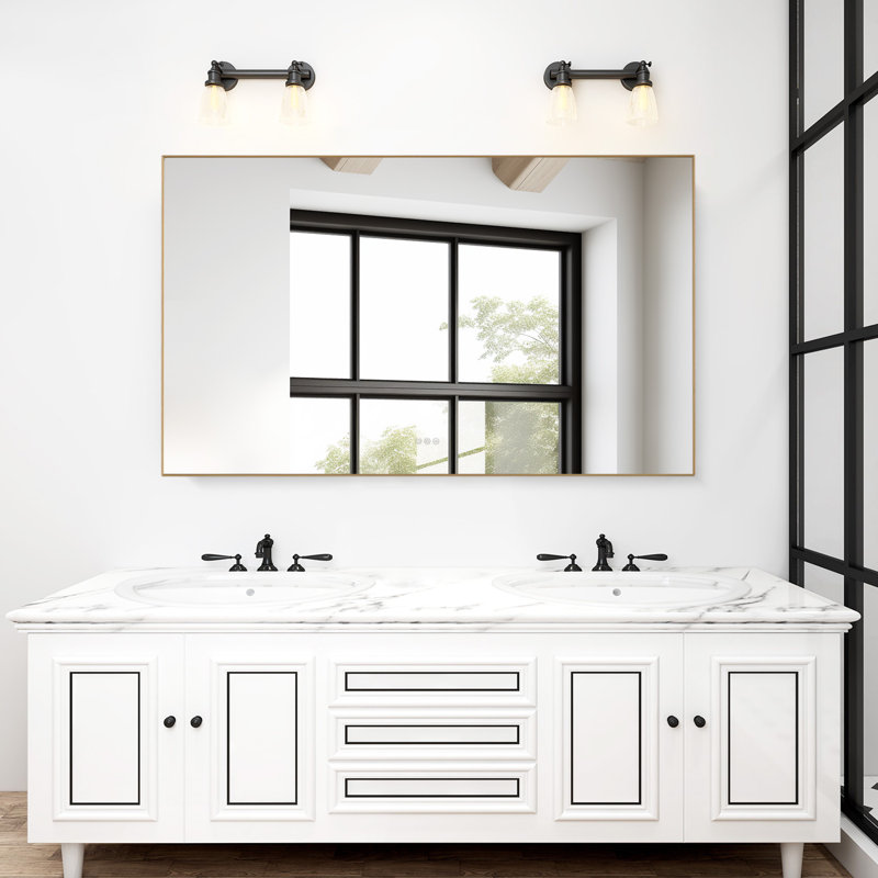 32"x24" Led Bathroom Vanity Mirror With Back Light,multifunction,brushed Gold, 36" x 60"
