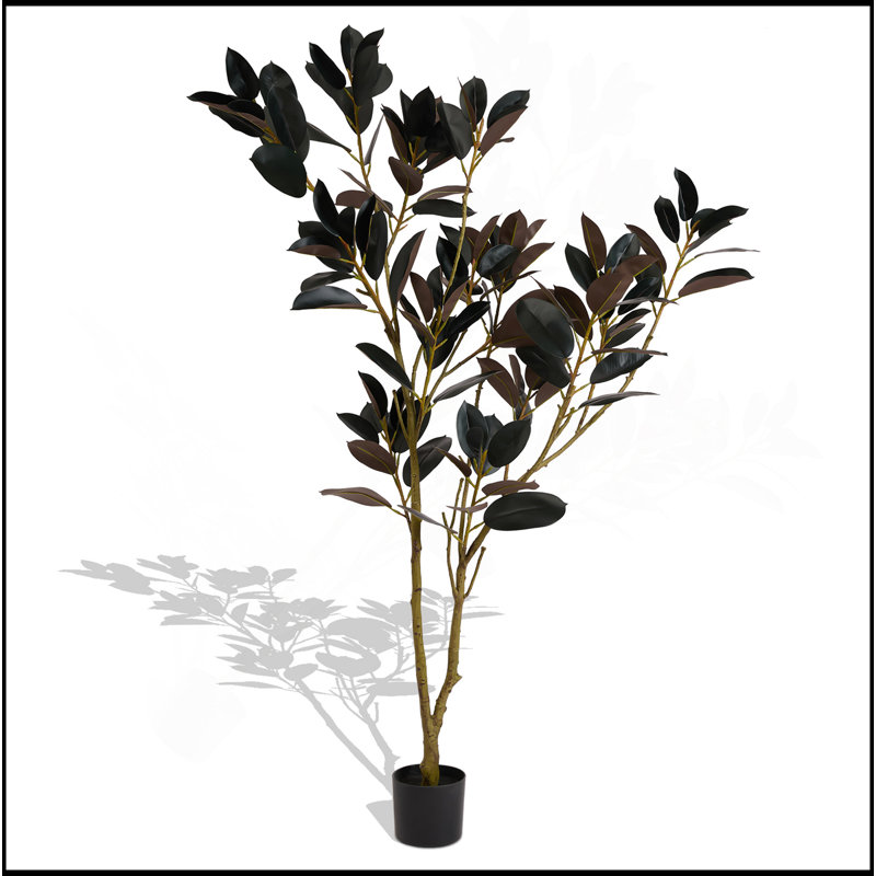 Simulé mauve noir pot de plante d'intérieur décoration de la maison feuilles d'arbre de fer Bonsaï décoration de la maison deux couleurs 180 cm 1 Pcs / ensemble