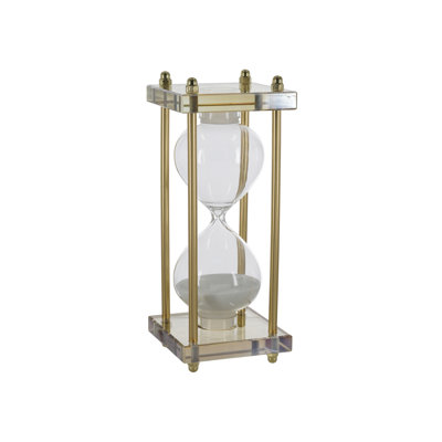 3x3x8" 15-Minute Small Hourglass W/Rose Gold Handle,White