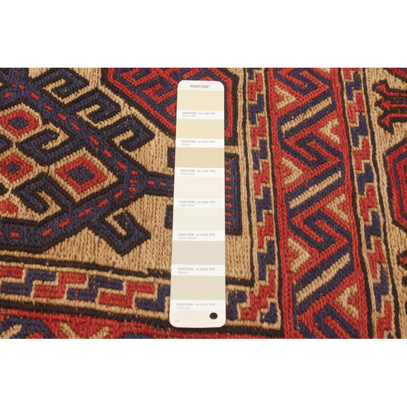 Tapis kaki clair / rouge noué à la main de conception unique 6 pi 9 po x 9 pi 7 po Jitander