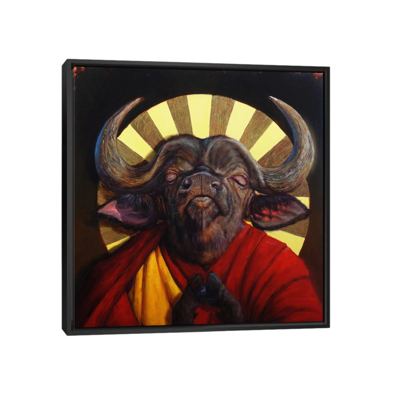 «Holy Cow II», reproduction sur toile, H 26 po x l 26 po x P 1,5 po, Toile avec cadre noir, Pas de tapis