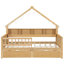 Lits plateforme en bois avec DEL, tablettes de rangement, tiroirs et garde-corps-416496451