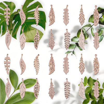 100 Pieces Natural Wood Leaf Cutouts