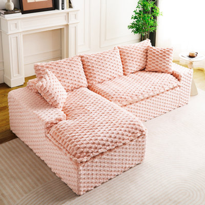 Modular Turtle Velvet Sofa With Reconfigurable Twin-seat & Chaise Lounge, Convertible L-shape And Straight Shape