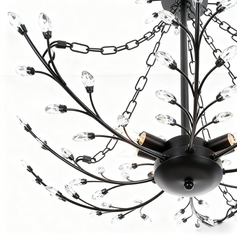 6-head Black Flower Branch Dining Chandelier