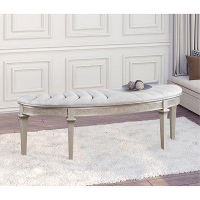 Colwood Silver Oak Upholstered Curved Bench