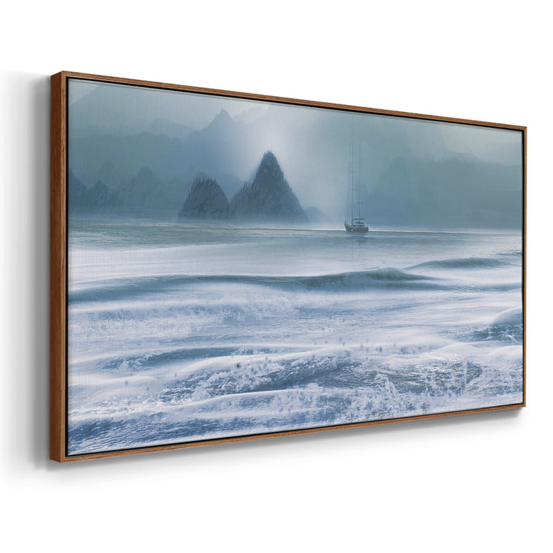 Distant Shores - Toile tendue avec châssis encadré - Prêt à être accroché, H 25 po x l 49 po, Noyer
