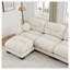 Canapé modulaire en L beige avec repose-pieds en chenille beige, canapé modulaire plissé avec accoudoirs et coussins ronds