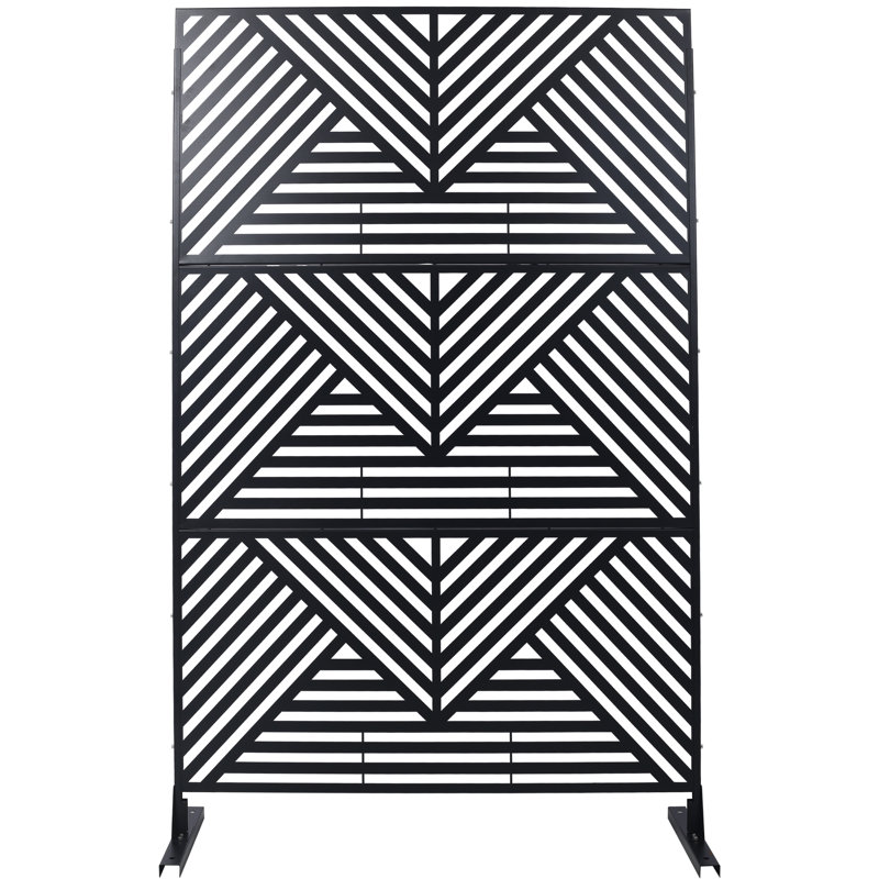 Panneau d'intimité décoratif extérieur / intérieur autoportant en métal 76 po x 48 po pour terrasse, balcon, jardin, pelouse, noir | Idée de cadeau