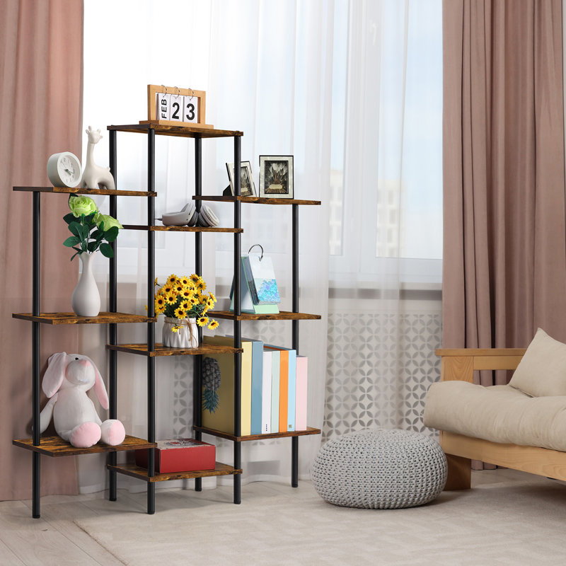 Industrial 4-Layer Bookshelf with Metal Frame