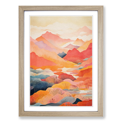 Japanese Mountains Colour Field - Framed Print