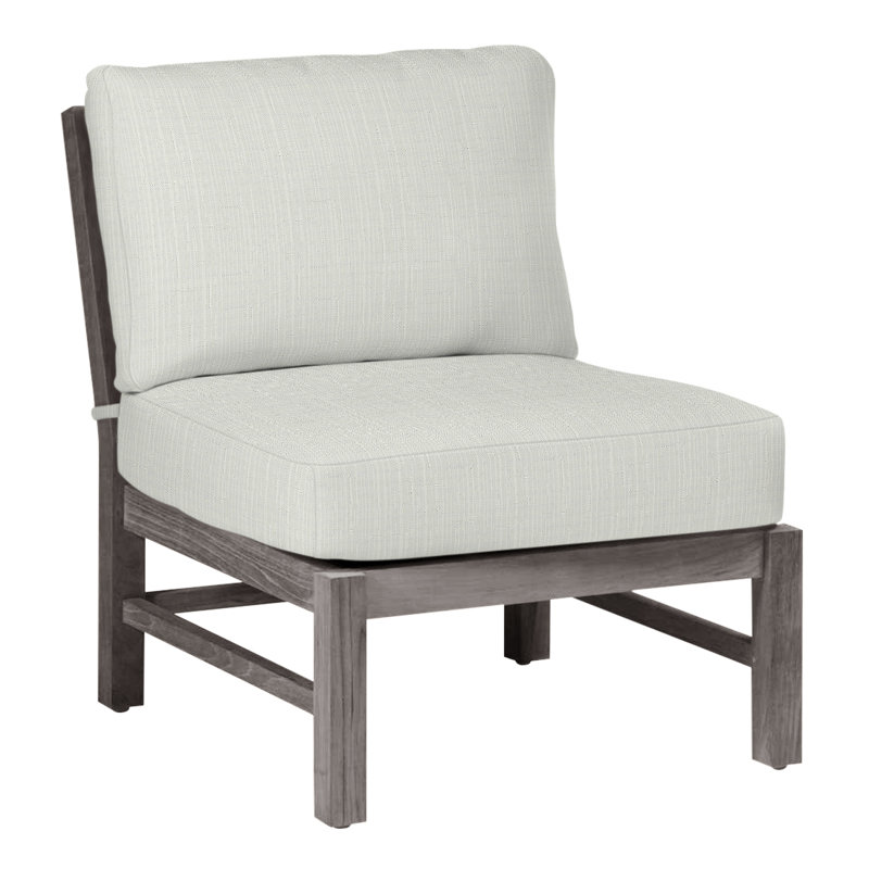 Club Teak Sectional Slipper Chair - Oyster, Oyster Teak, No Welt, Verona Silver