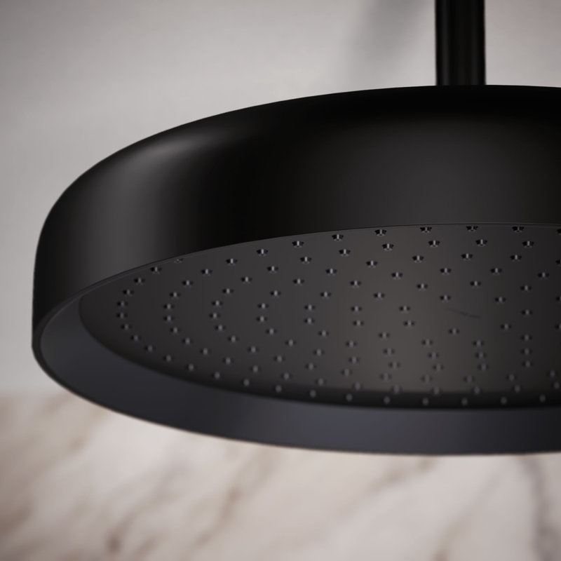Statement 14" Single-Function Wall or Ceiling-Mount Round Rainhead, Round Rain Showerhead 2.5 GPM, Matte Black