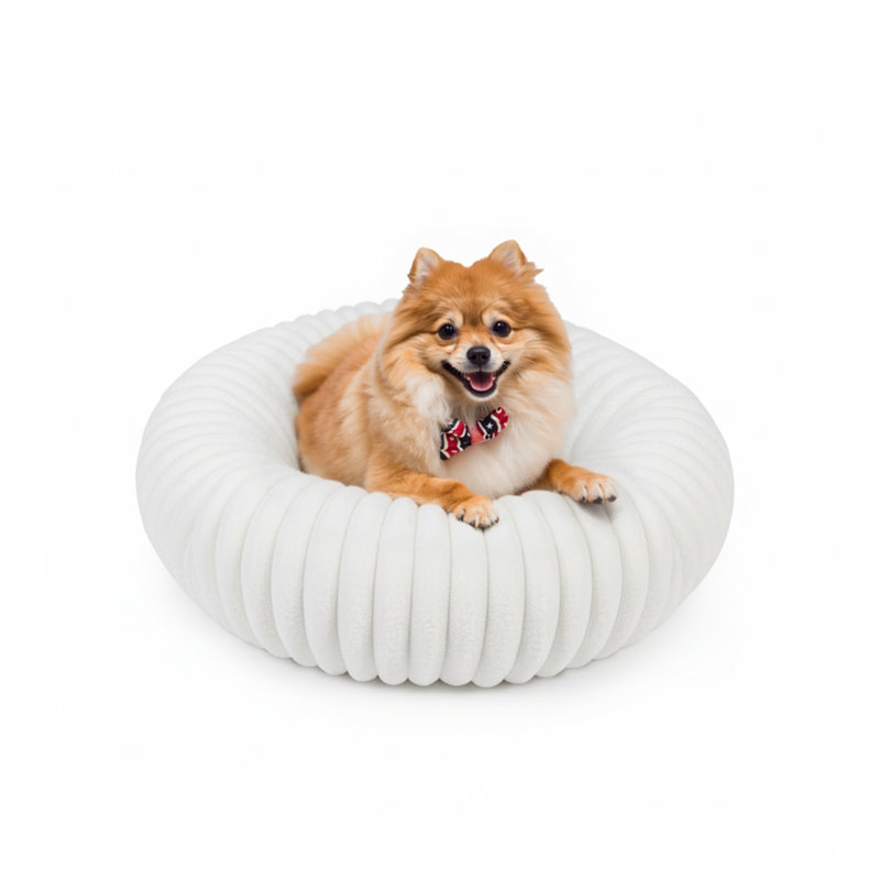 Lit pour chien Calming Donut, Blanc, Petit (H 7 po x l 24 po x P 24 po)