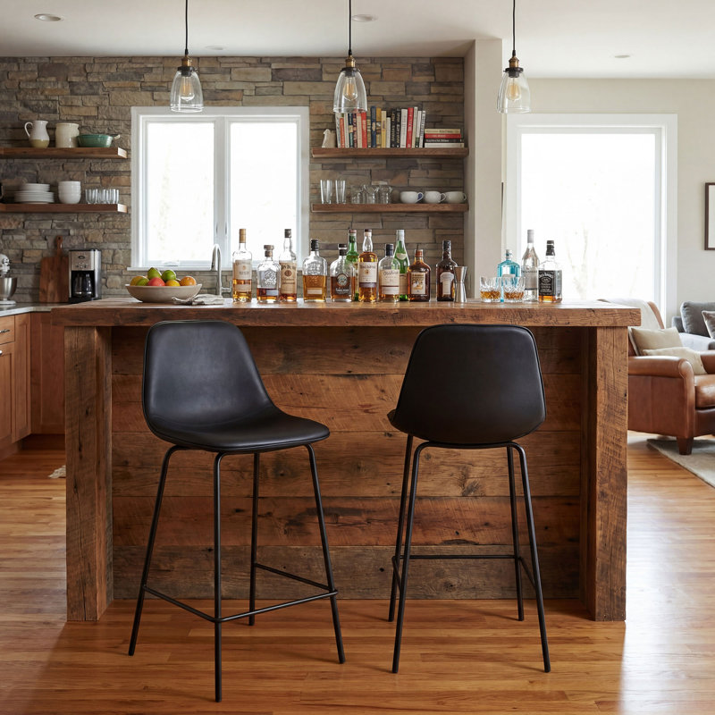 Hauteur de comptoir moderne Kavi avec coussin rembourré et pieds en métal, Tabouret de comptoir (siège d'une hauteur de 24 p