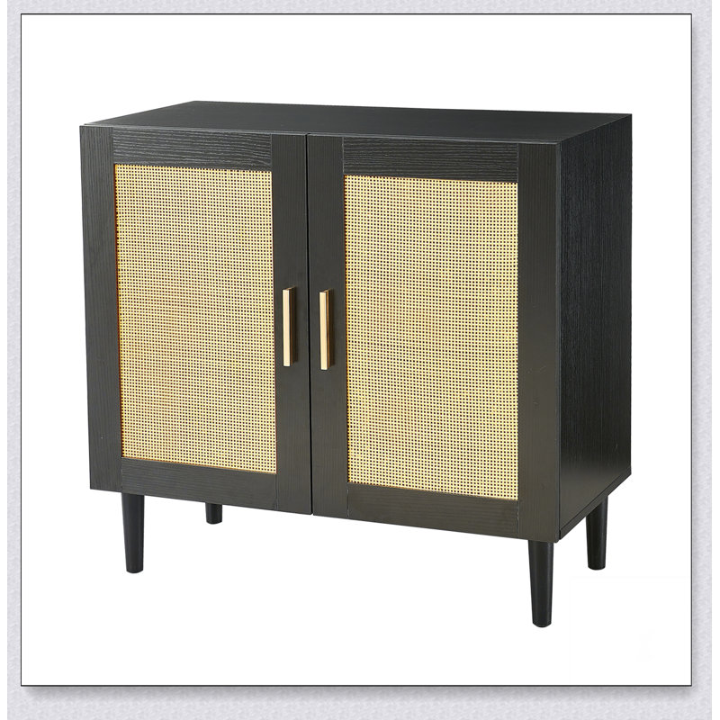Natural Rattan Door Buffet Cabinet with Adjustable Shelves