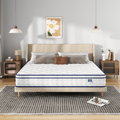 12" King Mattress Medium Firm Hybrid Pillow Top Mattress Filled with Memory Foam, CertiPUR-US, OEKO-TEX Certified, Pocket Spring Mattress in a Box