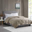 Couverture légère en duvet synthétique avec garniture en satin brun double / grand-122123188-122123167