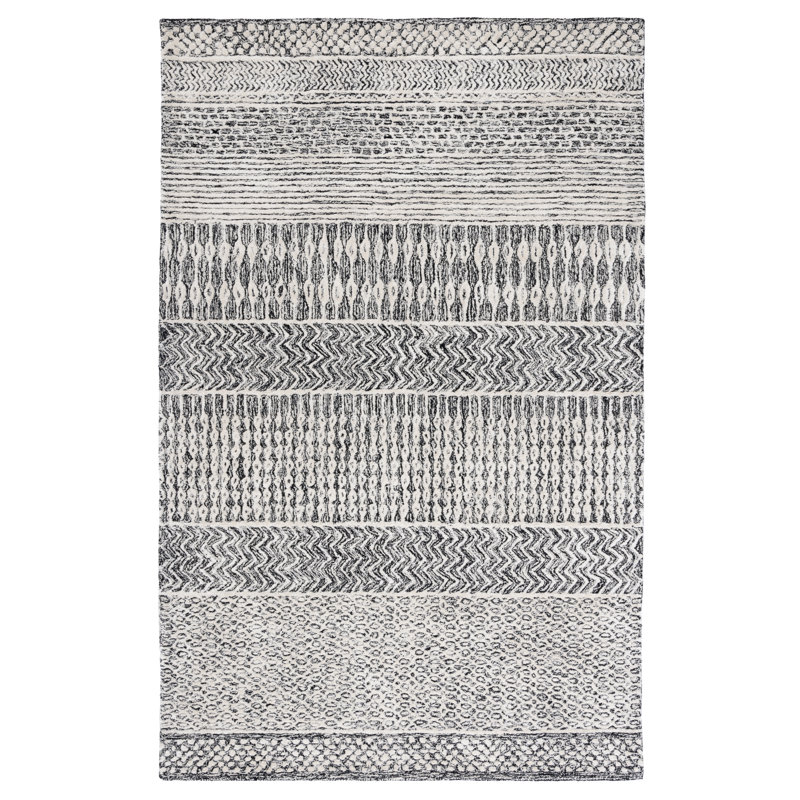 Glamour Hand Tufted Viscose/Wool Southwestern Rug in Charcoal/Ivory, Rectangle 5' x 8'
