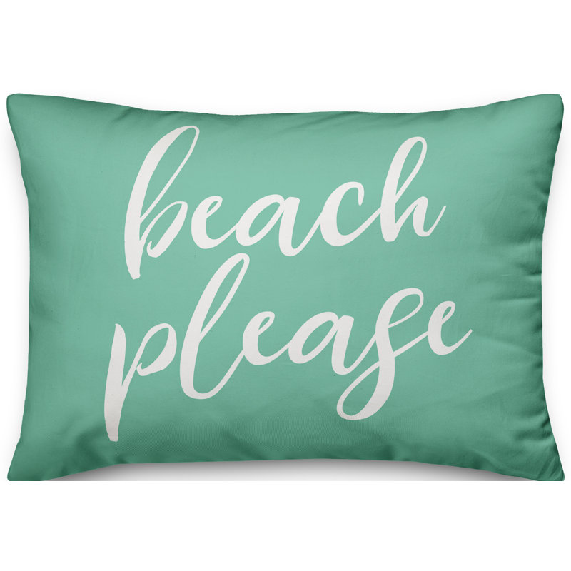 Textual Outdoor Throw Pillow, Mint Green