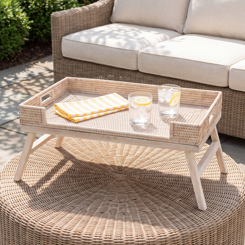 Dorado Tray Table, White Wash, Without Glass