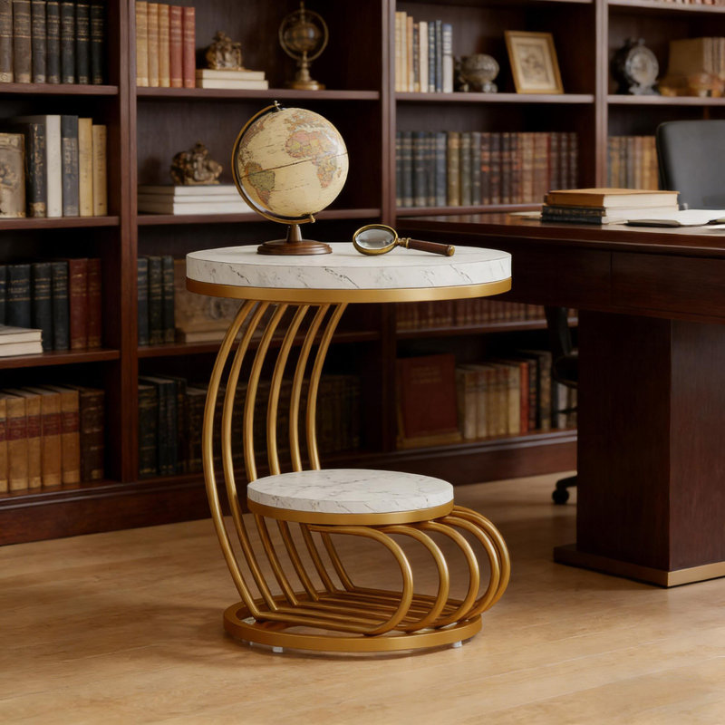 Table de chevet, table de bout, table d'appoint, canapé rond en faux marbre