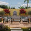 All-Weather 5-Piece Modern Metal Patio Furniture Set,  7-Seat Conversation Sofa With Thick Light Gray Cushions & Black Frame And Coffee Table-218379265