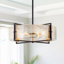 Modern 6-Light Cloud Glass Drum Chandelier