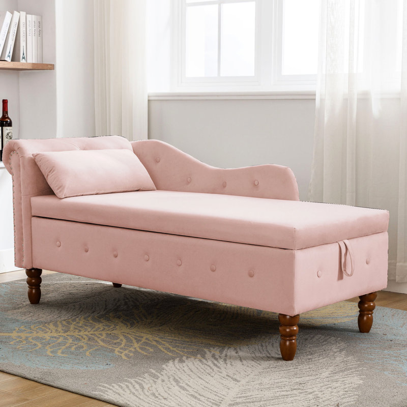 Chaise moderne rose avec rangement - Design élégant et doux en velours, Rose