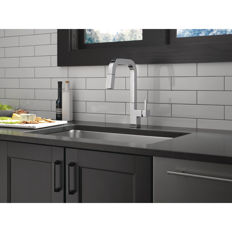 Junction Pull Down Sprayer Single Handle Kitchen Sink Faucet, Chrome