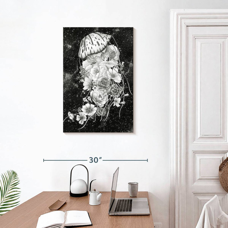 Brampt Magic Ocean Jellyfish BW, 30" H x 20" W