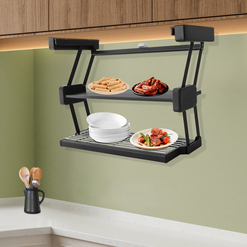 2 Tier Cabinet-Mounted Spice Rack, Satin Black