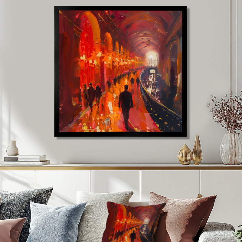 Décoration de rideau orange rouge, opéra I - décor de maisons d'opéra, Toile encadrée noire simple