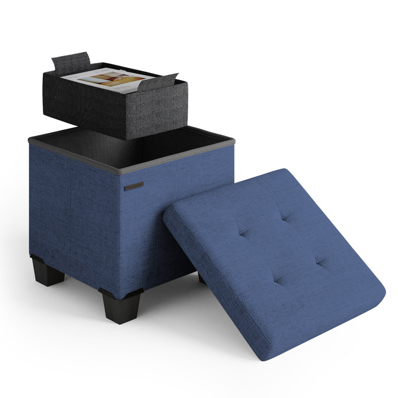 Banc de rangement avec repose-pieds Vérrant, 15"H x 15"W x 15"D, Blue