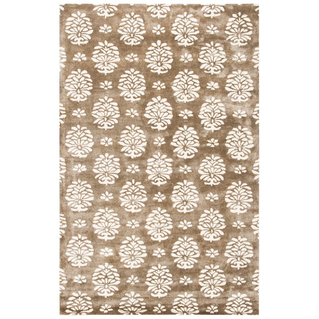 Candelo Soho Hand Tufted Wool/Cotton/Viscose Damask Rug in Beige Winston Porter Rug 