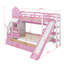 Lit superposé simple au-dessus de simple, lit superposé château avec 2 tiroirs, 3 tablettes et glissade, lit superposé en bois massif-1042665792-1042665794