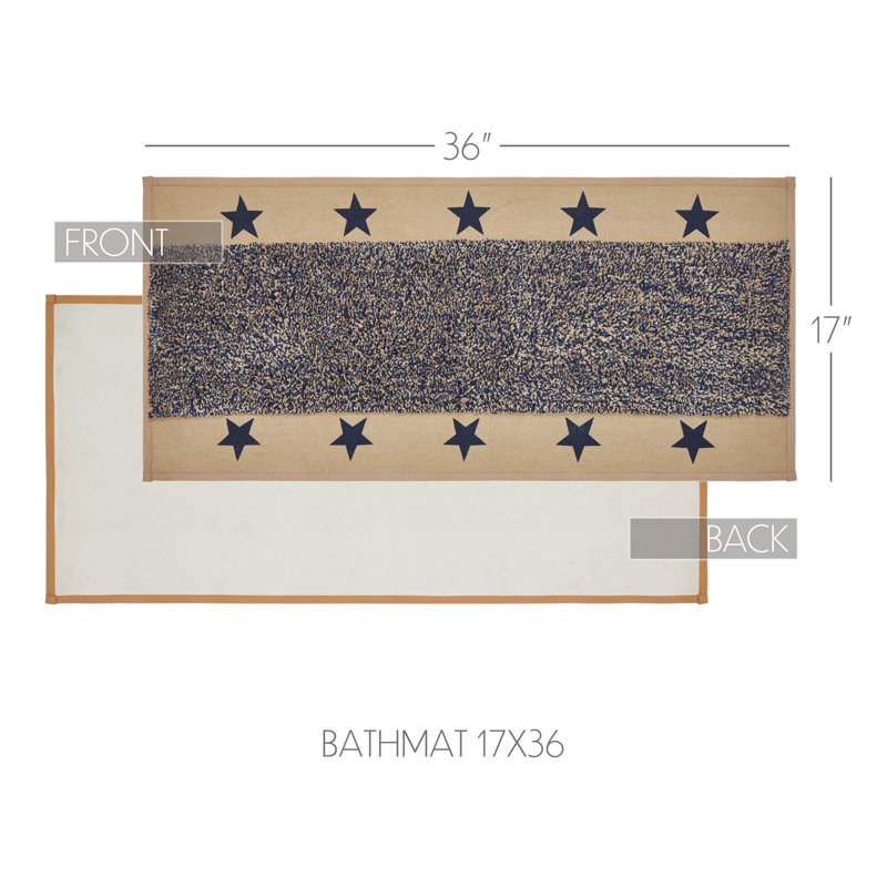 Cotton Blend Non-Slip Bath Mat, 17"W x 36"L