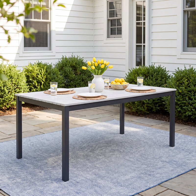 Townsend Outdoor Rectangular Patio Dining Table, 41" W x 83" L x 29" H, Off-White
