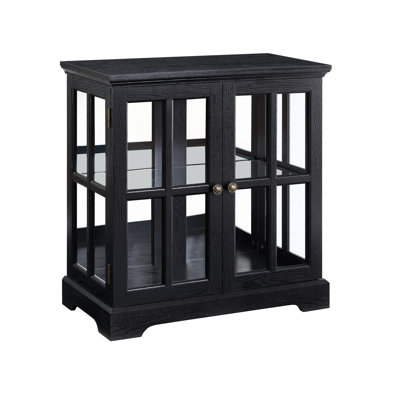 LED Curio Display Cabinet,Antique Display Cabinet with Adjustable Shelves,Retro Design Showcase