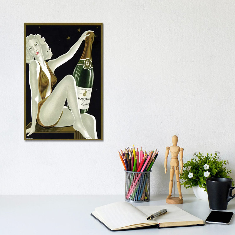 French Champagne - Wrapped Canvas Print, 20.32 cm H x 30.48 cm W