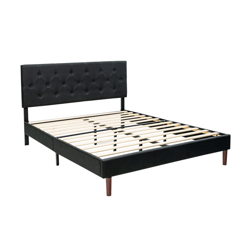 Vili Upholstered Platform Bed, Black
