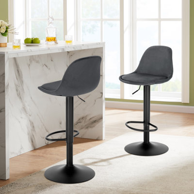 Kovary Swivel Upholstered Adjustable Height Counter Stool with Metal Frame