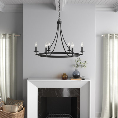 Burrier 6 - Light Dimmable Wagon Wheel Chandelier
